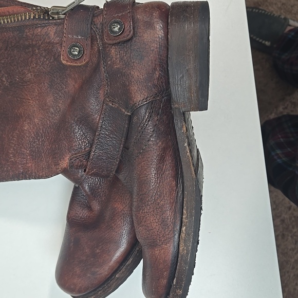 Frye distressed leather belted riding boots - Picture 12 of 13